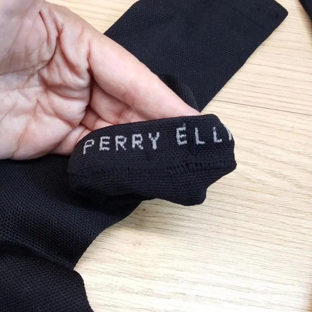 PERRY ELLIS Crew Dress Socks Black 2-Pack Compression Stretch Knit